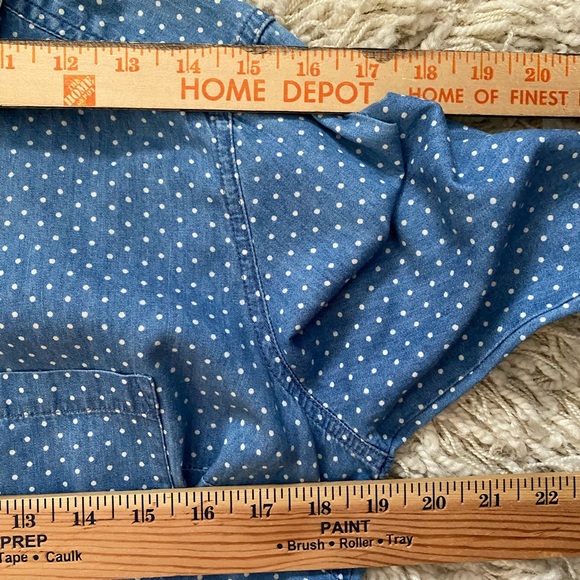 Style & Co Roll Sleeve Tie Front Shirt in Chambray spot print - Picture 4 of 11